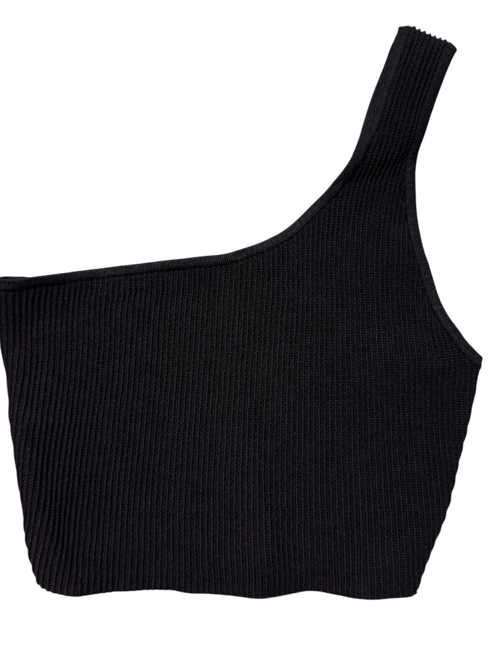 Aritzia Babaton Sculpt Knit One Shoulder Cropped Tank Black Size Small
